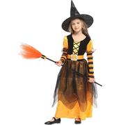 Generisch Girls Dress Up Witch Costume for Kids - Unusual Witch Clothes | Princess Dress Set, Halloween Cosplay Outfit for School Drama Performances
