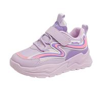 Generisch Girls Fashion Pattern Simple Plain Four Season Flat Bottom Thick Bottom Comfortable Shoes with Fastening, purple, 12 UK Child