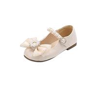 Generisch Girls Flat Evening Shoes School Oxford Shoes Marry Jane (Toddler/Toddler) Princess Shoes With Bowknot, beige, 9 UK