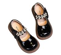 Generisch Girls' Flat Shoes Princess Shoes Classic Mary Jane Shoes for Wedding Dresses School Shoes Round Toe Design Flat Girls Shoes Mary Jane Formal Shoes Flat Evening Shoes, black, 9 UK