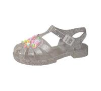 Generisch Girls' Glitter Jelly Sandals, Comfortable Flat Sandals, Crystal Water Shoes, Closed with Butterfly and Slingback, Breathable Beach Shoes, Bathing Shoes, Ballerinas, Style/B04 White, 11.5 UK