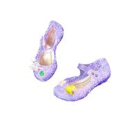 Generisch Girls Glitter Sandals with Playful Appliques - Transparent Princess Shoes with Straps | Sparkling Summer Shoes for Special Occasions, style_y02 purple, 8.5 UK