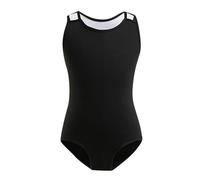 Generisch Girls Gymnastics Outfits Kids 1 Piece Solid Color Dancewear Shirt Winter, black, 7-8 Years