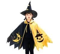 Generisch Girls' Halloween Costume, Witch Cape, Star Cape Outfit Set for Party, Performance, Everyday Wear, Children's Wizard Clothing, 1-11 Years (Multicoloured, 1-11 Years)