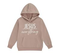 Generisch Girls' Hoodies & Sweatshirts for Toddlers to Large Kids Hoodie Letters Long Sleeve Pocket Hoodie Jacket, khaki, 6-7 Years