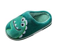 Generisch Girls Inside Wear Slippers, Cute Dinosaurs, Soft, Comfortable Winter Warm Plush Slippers Baby, Green, 1/1.5 UK