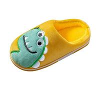 Generisch Girls Inside Wear Slippers, Cute Dinosaurs, Soft, Comfortable Winter Warm Plush Slippers Cottage Shoes, yellow, 8.5 UK
