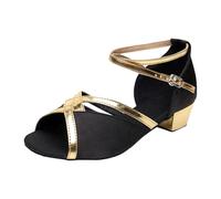 Generisch Girls Latin Dance Shoes Soft Sole Indoor Performance Sandals with Fleece Lining for Ballet Practice and Stage Show, black, 1 UK
