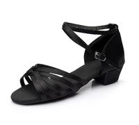 Generisch Girls Latin Tango Dance Shoes Flat Sole Braided Strap Practice Dance Shoes Casual Summer Wear Lightweight Flexible Comfortable Design, black, 34 EU 3X-Schmal