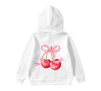 Generisch Girls' Long-Sleeved Hoodie with Graphic Print Loose Fit Sweatshirt for Casual Everyday Use, White, 1-2 Jahre