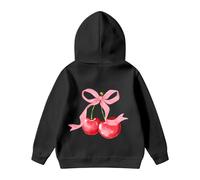 Generisch Girls' Long-Sleeved Hoodie with Graphic Print Loose Fit Sweatshirt for Casual Everyday Use, black, 1-2 Jahre