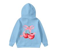Generisch Girls' Long-Sleeved Hoodie with Graphic Print Loose Fit Sweatshirt for Casual Everyday Use, lightblue, 1-2 Jahre
