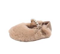 Generisch Girls Mary Jane Shoes Toddler Children's Slippers Trainers Shoes Leisure Shoes Walking Shoes Slippers Plush Ballerina Hut Socks Warm Slippers Indoor Trainers, khaki, 10 UK Child