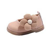 Generisch Girls Mary Jane Shoes Toddler Princess Shoes Flowers Appliqué Children's Shoes Summer Breathable Schoolgirl Shoes Soft Leather Lining / Autumn Daycare Everyday Shoes, khaki, 2 UK Child