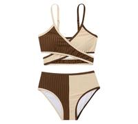 Generisch Girls' One Piece Swimsuit Kids Swimwear UPF 50+ Quick Drying Beach Bikini Swimwear Sports Bikini, Swimsuit D5-beige, 11-12 Years