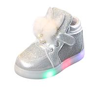 Generisch Girls Rabbit Infant Sport Luminous Animation Baby LED Shoes Beach Shoes with Wedge Heel, silver, 5.5 Years