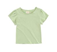 Generisch Girls' Ruffle Top Playful Feminine with Wave Edge Neck and Short Sleeve - Children's Shirt with Decorative Ruffle Detail on the Collar Cute Everyday Shirt for School and Leisure