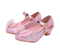 Generisch Girls Sandals Closed Toe Heels Wedding Party Shoes Sequin Bow for Toddler Water Shoes Kids, pink, 1.5 UK