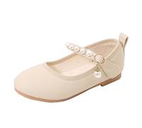 Generisch Girls Sandals Elegant Single Shoes with Open Toe Ankle Strap for Special Occasions such as Weddings Celebrations, beige, 1/1.5 UK