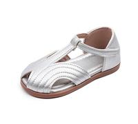 Generisch Girls Sandals for Outdoor Activities Ideal Flat Shoes with Fastening for Comfort Stability Perfect Match with Dresses for Two to Seven Years Old, silver, 9 UK