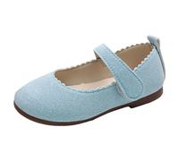 Generisch Girls' Sandals Plain Simple Pattern Fashion Lightweight Flat Bottom Comfortable Hook Loop Princess Shoes for Little Girls, blue, 7 UK Child