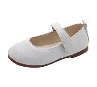 Generisch Girls' Sandals Plain Simple Pattern Fashion Lightweight Flat Bottom Comfortable Hook Loop Princess Shoes, White, 10 UK Child