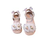 Generisch Girls' Sandals, Summer Sandals for Children, Beach Shoes with Pearls, Flowers, Girl Sandal, Summer Shoes, Non-Slip Sole, Summer Breathable Schoolgirl Shoes, red, 8.5 UK