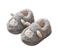 Generisch Girls' Slippers Fluffy Warm Winter Slippers for Toddlers with Cute Sheep Design Soft Comfortable Non-Slip Children's Shoes, gray, 7 UK Child