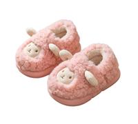 Generisch Girls' Slippers Fluffy Warm Winter Slippers for Toddlers with Cute Sheep Design Soft Comfortable Non-Slip Children's Shoes, pink, 12 UK Child