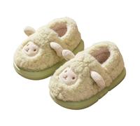 Generisch Girls' Slippers Fluffy Warm Winter Slippers for Toddlers with Cute Sheep Design Soft Comfortable Non-Slip Children's Shoes, Green, 5 UK Child