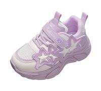 Generisch Girls Sports Shoes Fashion Pattern Simple Cute Flat Bottom Comfortable Mesh Breathable Non-Slip Hook Loop Seasonal Casual Shoes, purple, 12 UK Child