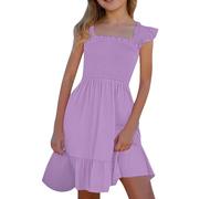 Generisch Girls' Summer Dress Pageant Sleeveless Fancy Dress Wedding Evening Dress Light Children's Costumes Flower Dress Clothes Party Outfit Festive Dress For Every Day, purple, 120 cm