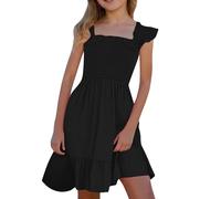 Generisch Girls' Summer Dress Pageant Sleeveless Fancy Dress Wedding Evening Dress Light Children's Costumes Flower Dress Clothes Party Outfit Festive Dress For Every Day, black, 140 cm