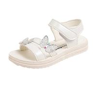 Generisch Girls Summer Sandals with Butterfly Pattern Soft Sole for Little Princesses Comfortable Kids Shoes in Cute Design, White, 10 UK Child