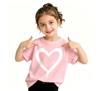 Generisch Girls' T-shirt with large heart print, a simple basic shirt for nursery, school or as a loving gift.