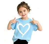 Generisch Girls' T-shirt with large heart print, a simple basic shirt for nursery, school or as a loving gift.