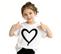Generisch Girls' T-shirt with large heart print, a simple basic shirt for nursery, school or as a loving gift.