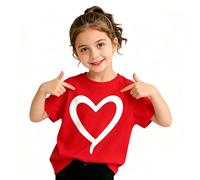 Generisch Girls' T-shirt with large heart print, a simple basic shirt for nursery, school or as a loving gift.