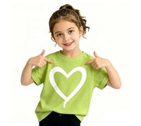 Generisch Girls' T-shirt with large heart print, a simple basic shirt for nursery, school or as a loving gift.