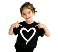Generisch Girls' T-shirt with large heart print, a simple basic shirt for nursery, school or as a loving gift.