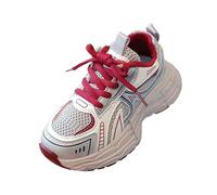 Generisch Girls' Trainers, Lightweight, Comfortable, Breathable, Flexible, Soft Sole, Non-Slip, Casual, for Toddlers, Walking, Sporty, Everyday Use, red, 1.5 UK