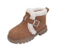 Generisch Girls' Winter Ankle Boots with Bright Colours, Side Zip for Comfortable Use, Cute Children's Boots for Everyday Use, khaki, 1/1.5 UK