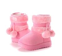 Generisch Girls Winter Boots Fleece Lined Warm Comfortable Zipper Non-Slip Soft Sole Casual Outdoor Footwear, pink, 1/1.5 UK