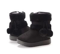 Generisch Girls Winter Boots Fleece Lined Warm Comfortable Zipper Non-Slip Soft Sole Casual Outdoor Footwear, black, 31.5 EU