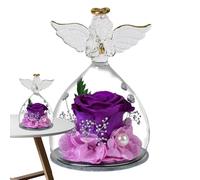 Generisch Glass Angel with Eternal Flower - Figure with Real Rose Inside | Gift for Valentine's Day, Birthday, Mother's Day, , Romantic Keepsake, Home Decoration, Elegant