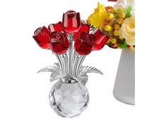 Generisch Glass Flowers - Artificial Rose Figurines, Crystal Style Collectible Flower Decor for Wife Mother Sister Daughter Family Holiday Ceremonies Special Occasions Blessings New Year Party