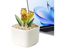 Generisch Glass Flowers with Stems - Artificial Crystal Figurine | Birthday Bouquet | for Mother's Day, Valentine's Day, Party, Living Room, Bedroom, Indoor, Desk, Indoor