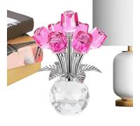 Generisch Glass Rose Figurine - Elegant Love Gift Ornament, Handcrafted Artificial Flower Display for Wedding Birthday Valentine's Day Home Decor Collectible Keepsake Celebration Use
