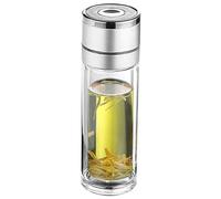 Generisch Glass Water Bottle, Double-Walled Glass with Lid, Heat-resistant Travel Mug, Reusable for Adults