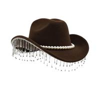 Generisch Glitter Cowboy Hat | Fashionable Glitter Wide Brim - Decorated with Pearls Glitter Cowboy Hat | For Holiday Party Cosplay Photo Shooting Party Carnival